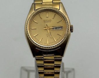 Vintage Seiko Solar V115-0AKO Ladies Watch Gold Tone Water Resist