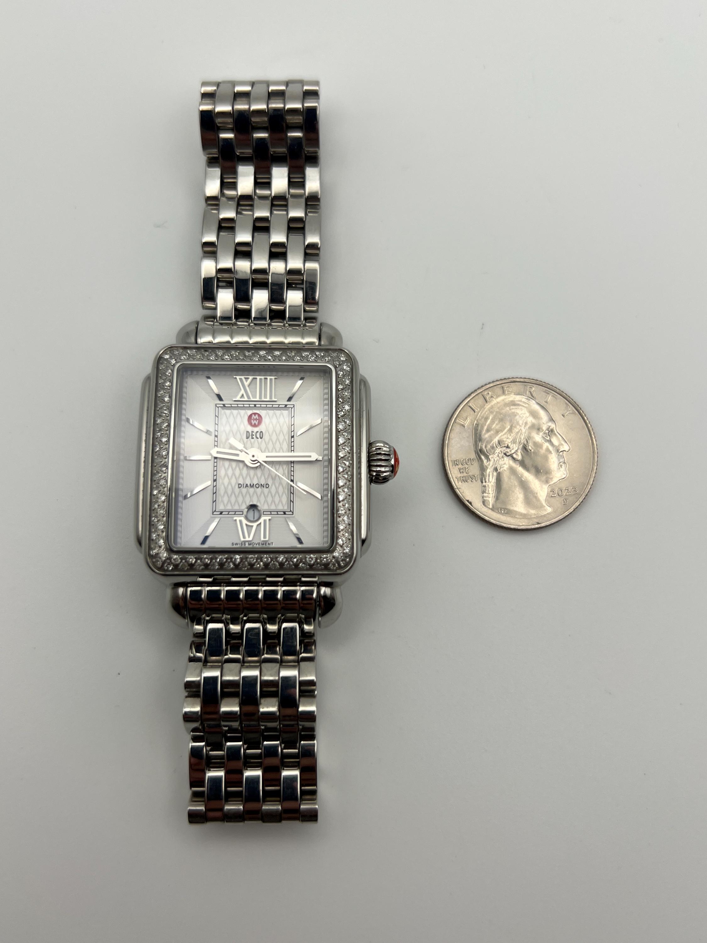 Michele Signature Deco Diamond Guilloché Dial Michele Signature Deco Diamond Silver Guilloche Dial Steel  main image 4