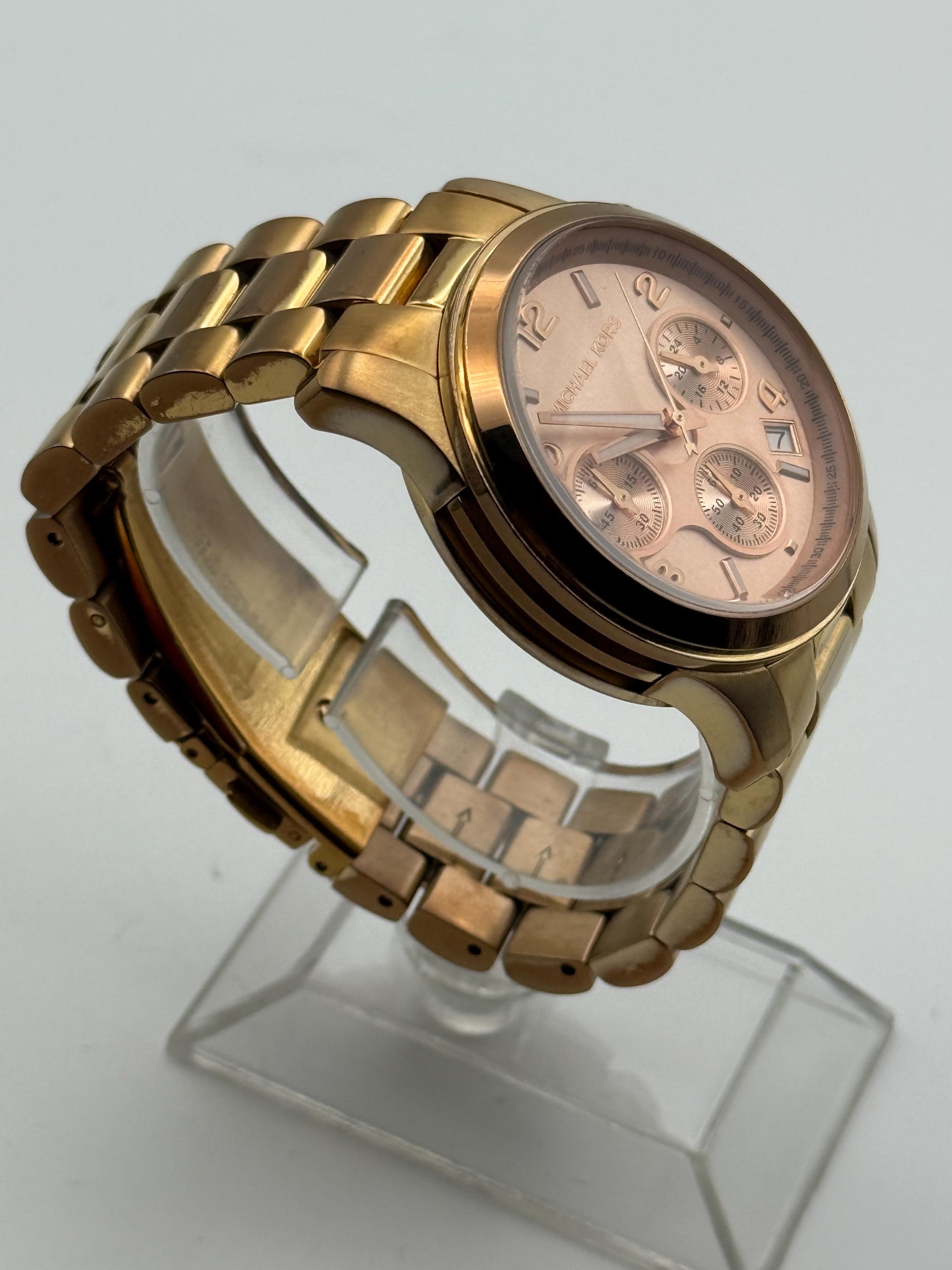 Michael Kors Rose Gold Oversized Watch in bronze Michael Kors Oversized Park Rose Gold-Tone Acetate Watch main image 2