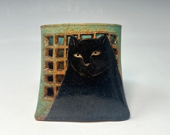 Black Cat- wallpocket by Margaret Wozniak
