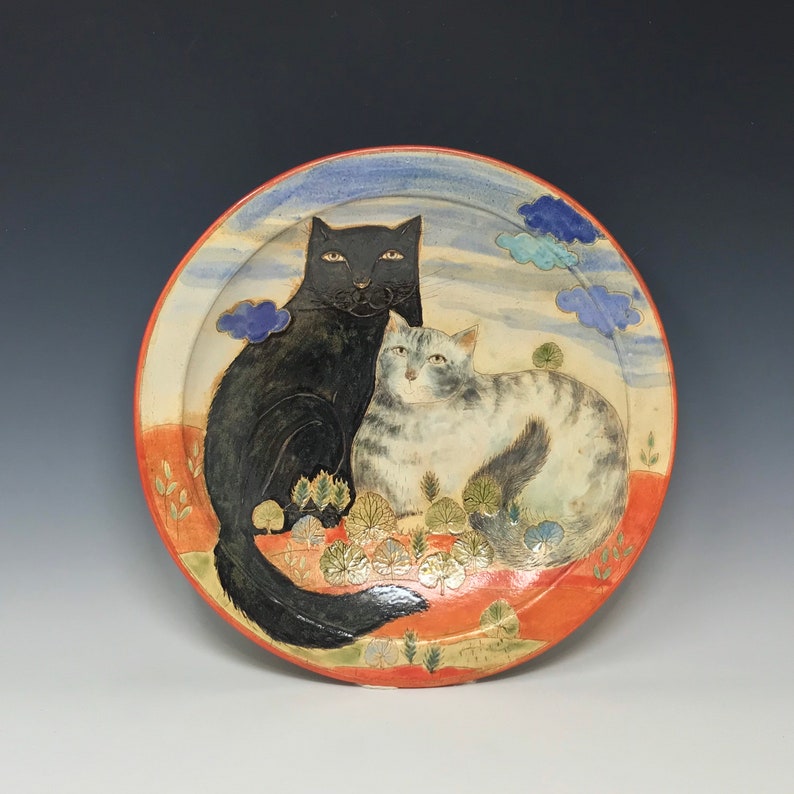 Cats in the Landscape large platter by Margaret Wozniak image 1