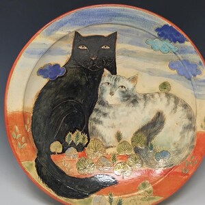Cats in the Landscape large platter by Margaret Wozniak image 3