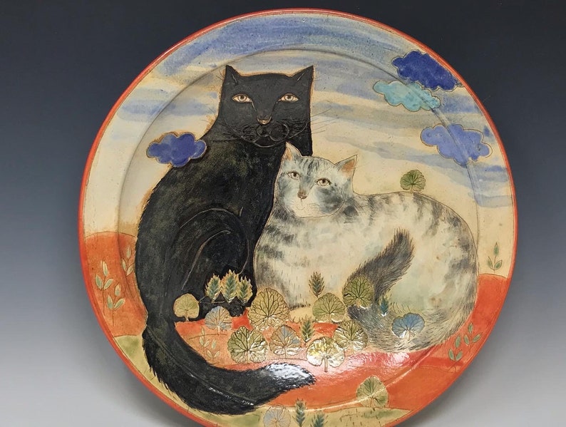 Cats in the Landscape large platter by Margaret Wozniak image 3