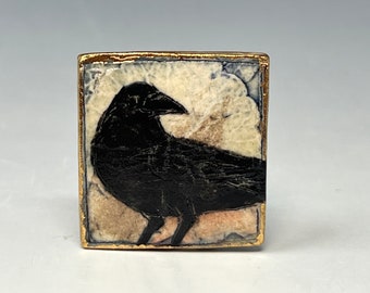 Raven brooch by Margaret Wozniak