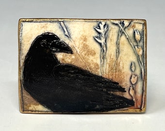 Raven brooch by Margaret Wozniak