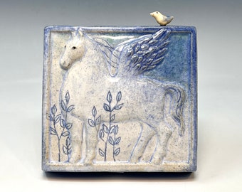 Blue Pegasus tile   - by Margaret Wozniak