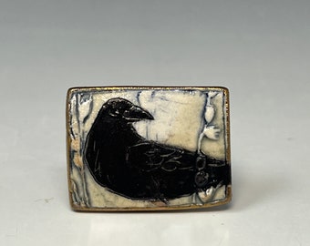 Raven brooch by Margaret Wozniak