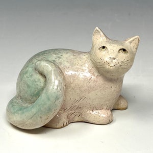 Smallest Reclining Cat sculpture by Margaret Wozniak image 1