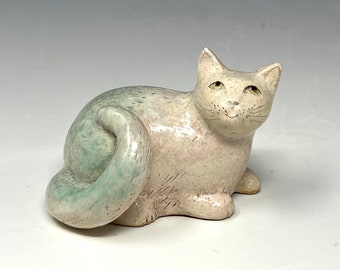 Smallest Reclining Cat sculpture by Margaret Wozniak