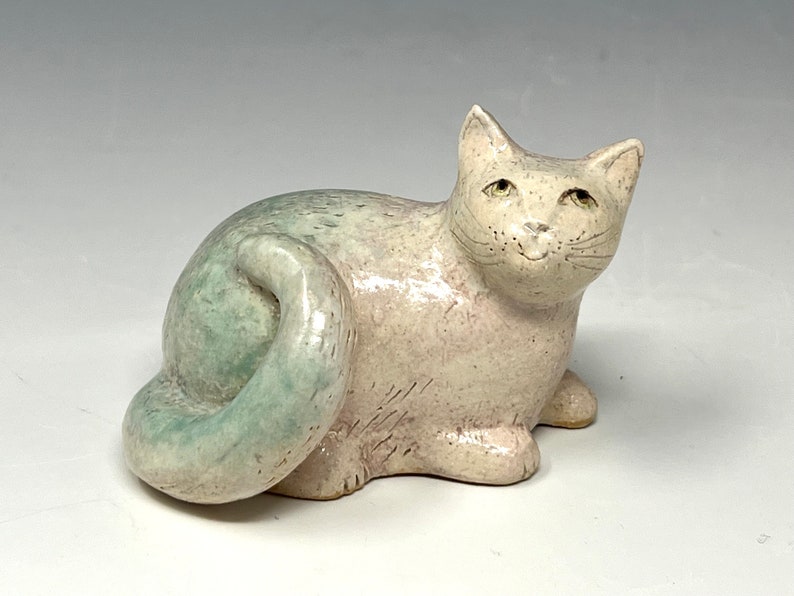 Smallest Reclining Cat sculpture by Margaret Wozniak image 1