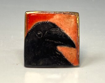 Raven brooch by Margaret Wozniak