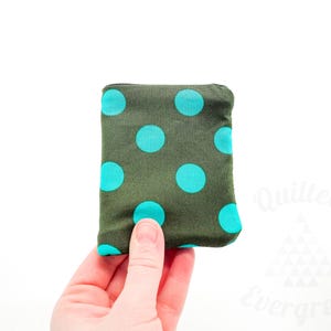 Cartera plegable, Cartera con cremallera, Cartera de algodón hecha a mano, Cartera de tela, Cartera pequeña, Cartera con broche, Cartera con cremallera, Lunares azules