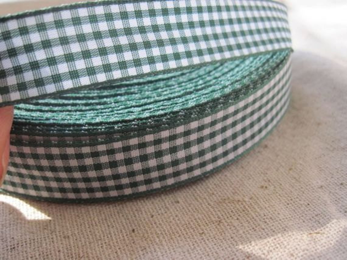 Dark GREEN Gingham Ribbon Etsy