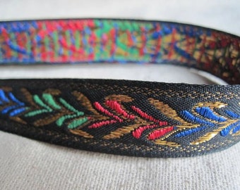 Golden Hearth WHEAT ribbon in metallic GOLD and red blue green on BLACK