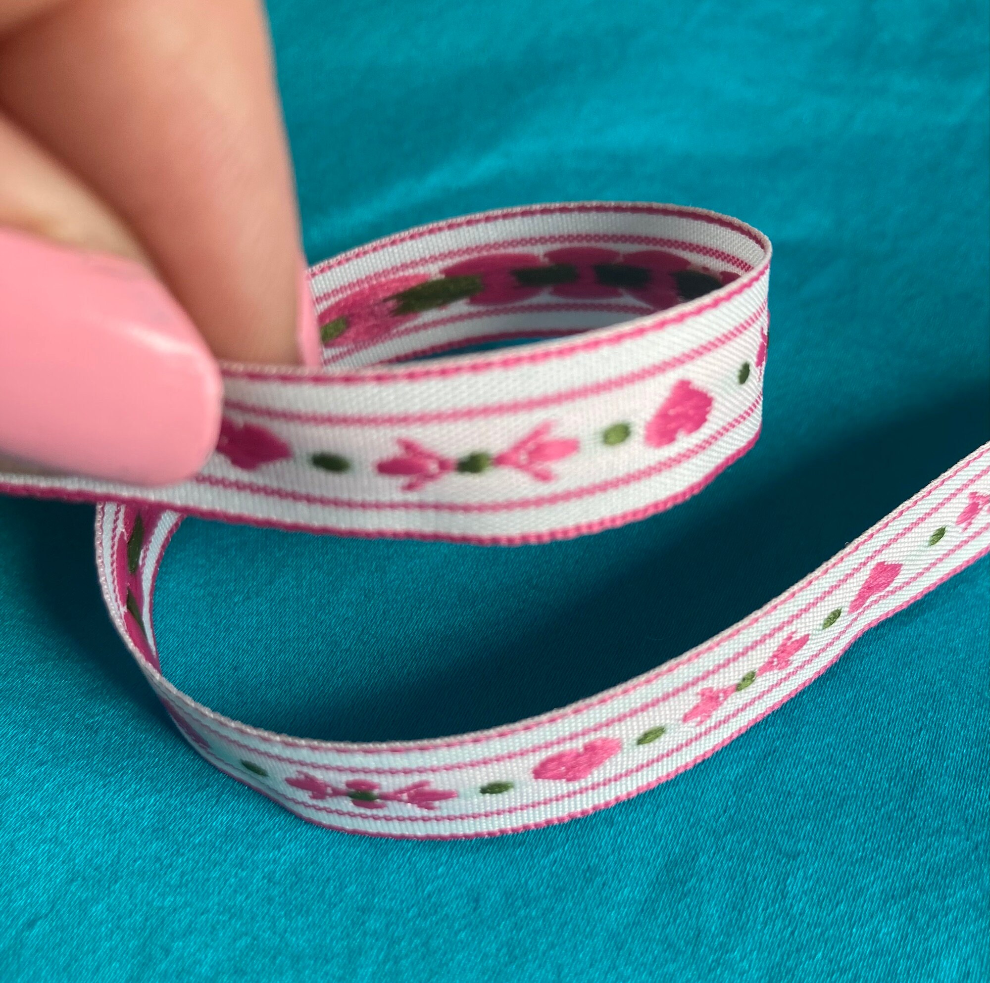 Striped Grosgrain Ribbon - Bubblegum Pink and White - 1 1/2 inch - 1 Yard