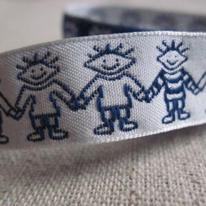 FRIENDS holding hands BLUE on WHITE ribbon image 4