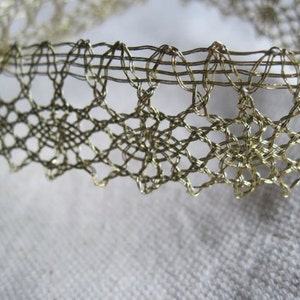Metallic GOLD delicate flat cluney lace trim image 2