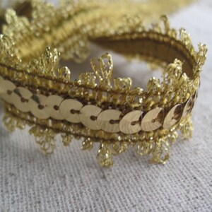 GOLD sequins lacey edge trim