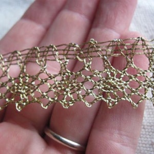 Metallic GOLD delicate flat cluney lace trim image 3