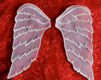 WHITE sparkle Wings Sew-on applique