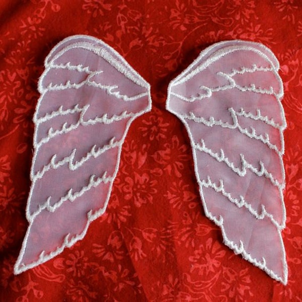 WHITE sparkle Wings Sew-on applique