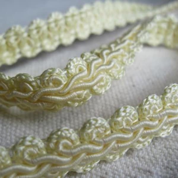 pastel YELLOW french scroll trim