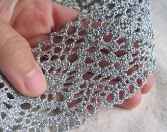 Metallic SILVER crochet flat lace