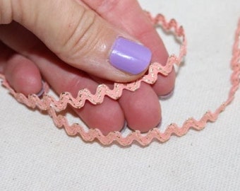 PEACH and metallic GOLD stitch MINI Ric Rac