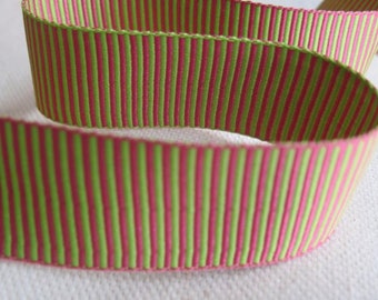 HOT Pink and LIME Green Striped ribbon