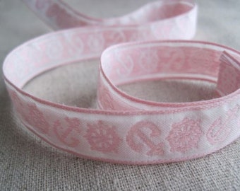 PInk and White Nautical jacquard ribbon