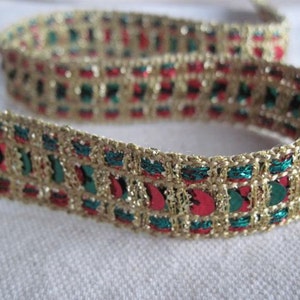 Sequins ribbon in GOLD green and Red