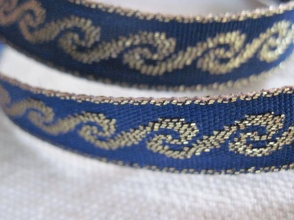 Jacquard Woven WAVE Ribbon in NAVY Blue and GOLD - Etsy