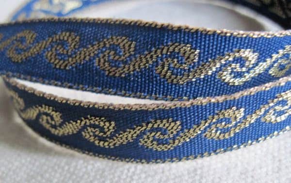 Jacquard Woven WAVE Ribbon in NAVY Blue and GOLD - Etsy