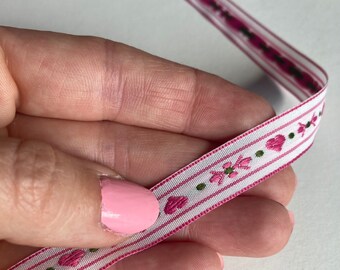TRUE LOVE Ribbon Bubblegum PINK Hearts on White - Etsy