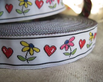 DAISY and HEART jacquard ribbon