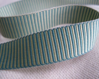 AQUA blue and MINT green Striped woven Ribbon