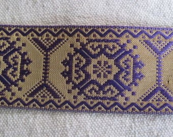 Geometric  Octagon jacquard ribbon GOLD and PURPLE