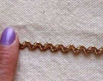 light BROWN and metallic GOLD stitch MINI Ric Rac