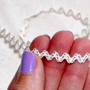 WHITE and SILVER stitch MINI Ric Rac