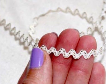 WHITE and SILVER stitch MINI Ric Rac