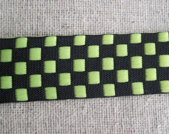 Checkerboard YELLOW and BLACK jacquard ribbon