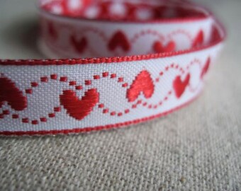 Skip A Beat RED Heart woven ribbon