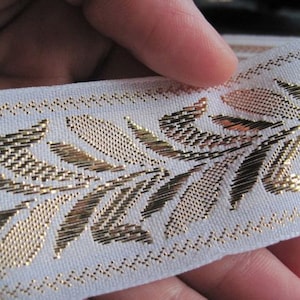 Golden Hearth Wheat ribbon in GOLD on natural WHITE