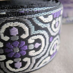 Caratacus jacquard woven ribbon in PURPLE and SILVER