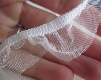 WHITE elastic organza Ruffle
