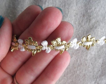 GOLD and WHITE flower trim