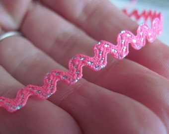 PINK and  SILVER  stitch MINI Ric Rac