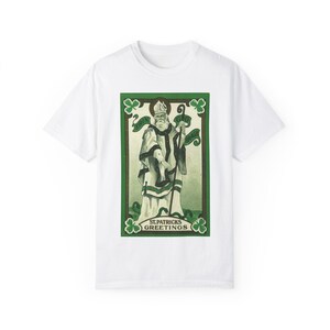 Camiseta vintage com cartão postal do Dia de São Patrício, camiseta unissex para comemorações, camiseta para festa de fim de ano, presente para a herança irlandesa, vestuário ecológico