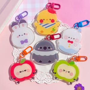 NEW Love and Deepspace Mascot Acrylic Keychain | Bunbun Artsy Birb Happy Snowman Grumpy Crow Sunny Apple | Xavier Rafayel Sylus Zayne Caleb