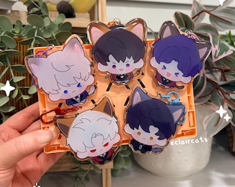 NEW Love and Deepspace Silly Kitty Chibi Acrylic Keychain | Xavier Rafayel Sylus Zayne Caleb LADS